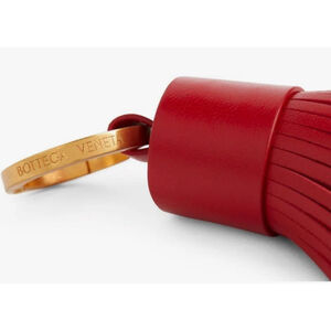 New with tag and box BOTTEGA VENETA Red Beige Leather Tassel Key Holder One Size